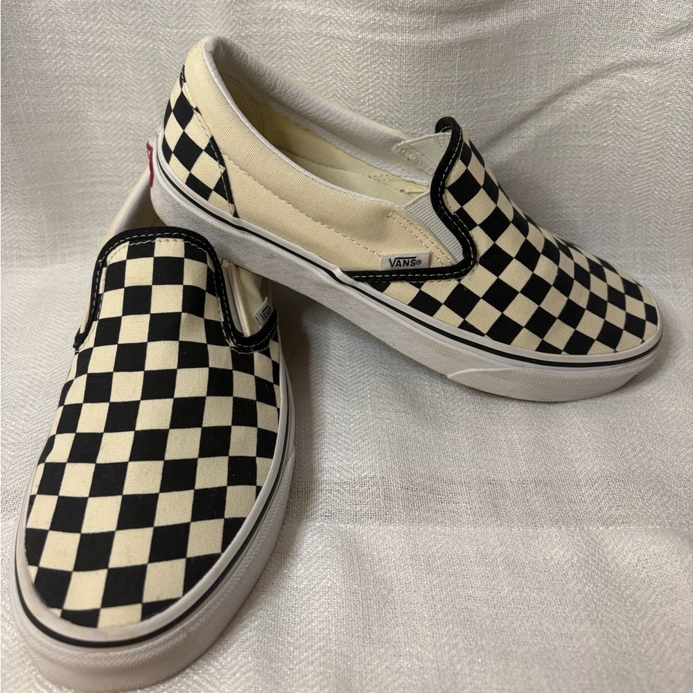 Vans Black and Cream Checkerboard Slip-Ons. Worn a few times, great condition.